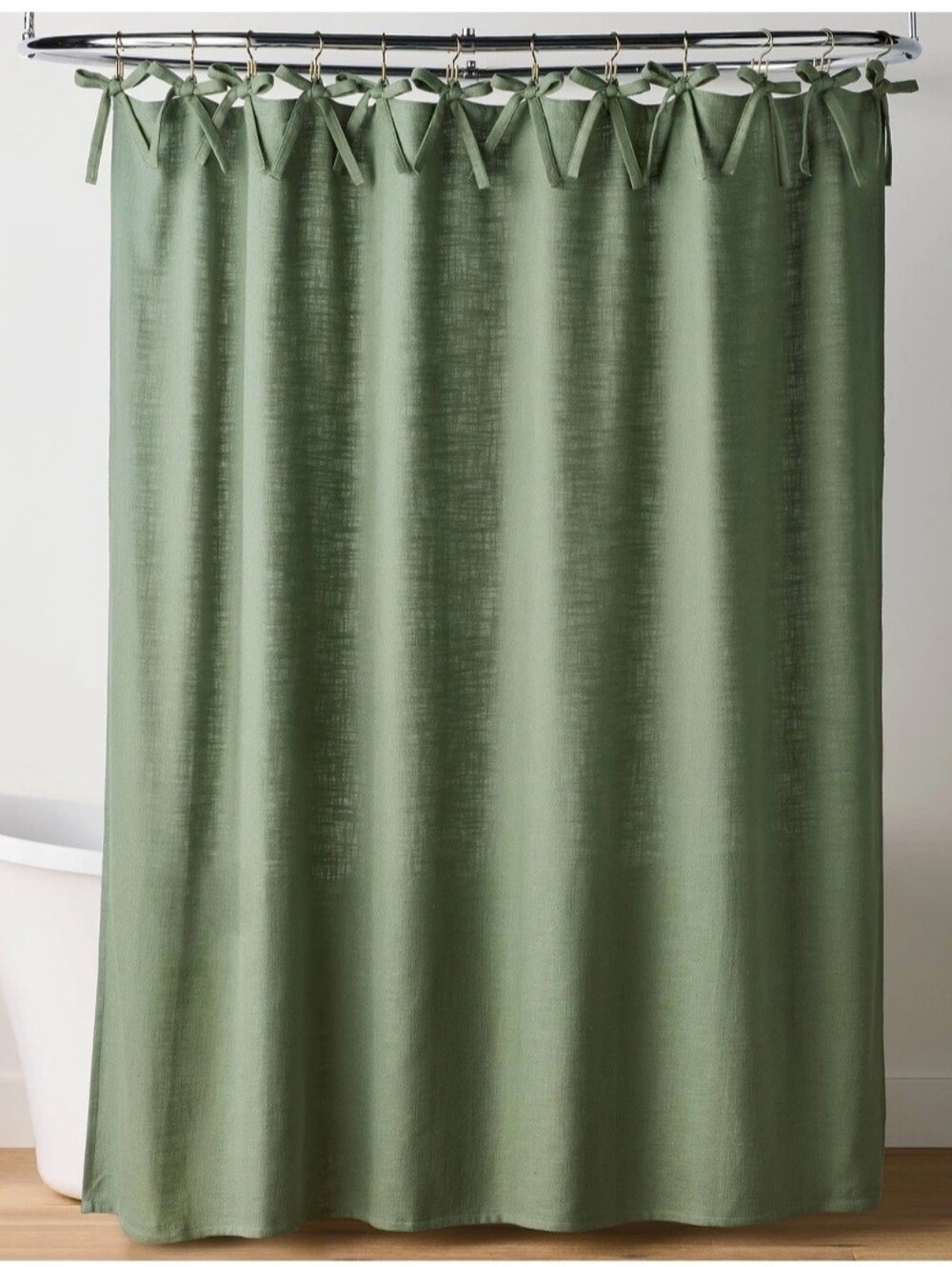 Hearth & Hand With Magnolia Ribbon Tie Shower Curtain Green